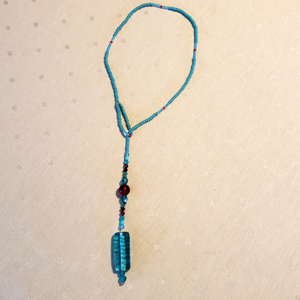 Turquoise Bead Lariat Necklace